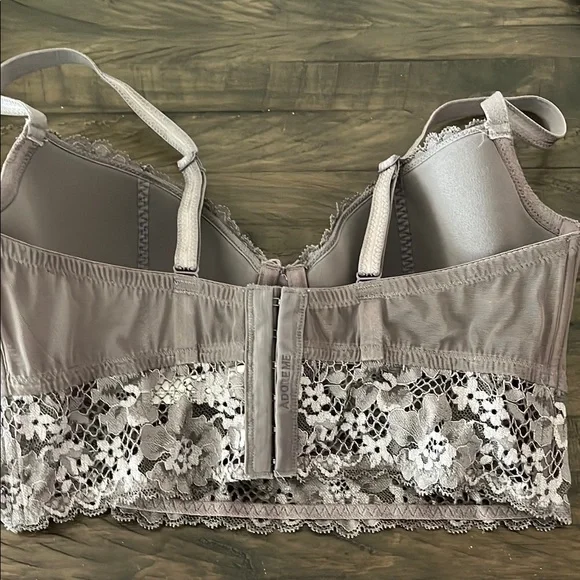 NWOT Adored by Adore Me Women’s Payal Longline Demi Gray Floral Lace Bustier - Picture 3 of 5